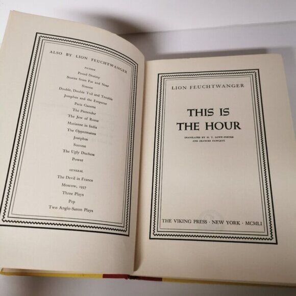 1951 This is the Hour Book by Lion Feuchtwanger Vtg Hardcover Historical Novel - Picture 5 of 10